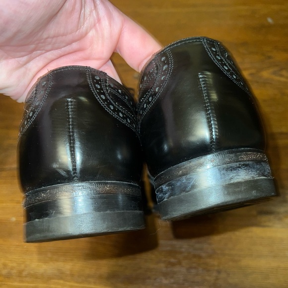 Vintage Florsheim Black Leather Wingtip Brogue Men's Dress Shoes Size 10.5/11 - Picture 11 of 16